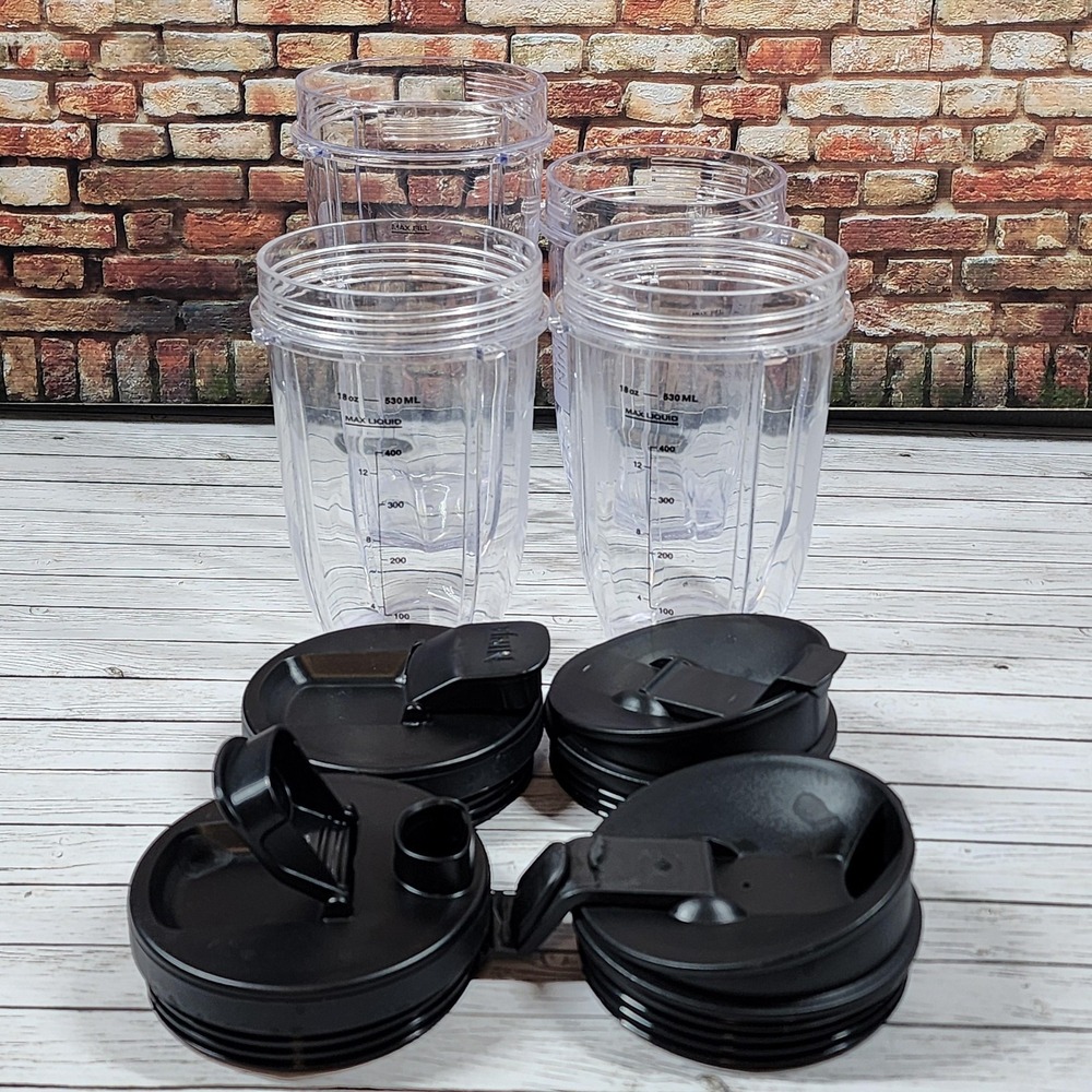 Nutri Ninja 18 Ounce and 24 Ounce Replacement Cups with Lids Set of 4‎